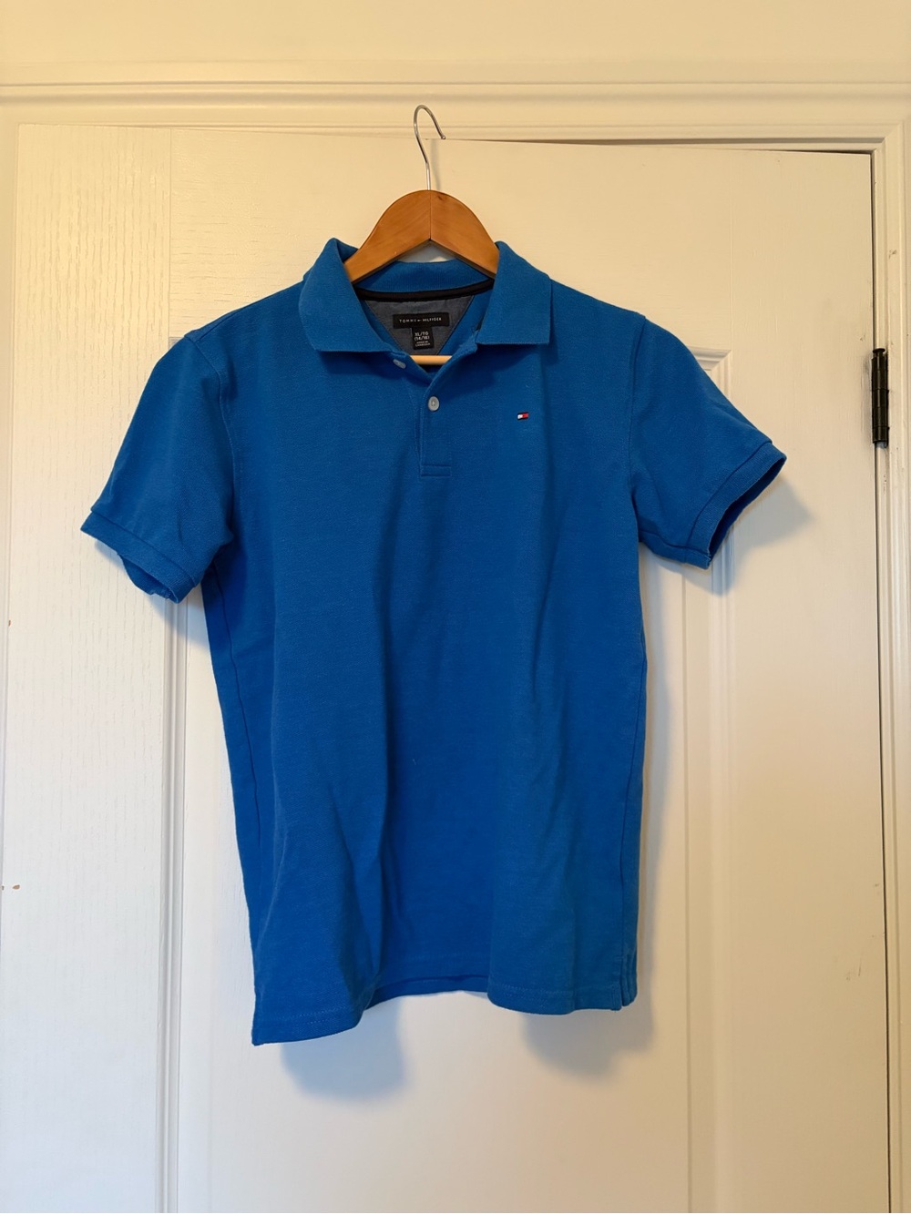 Tommy Hilfiger Bright Blue Short-Sleeve Polo with Flag Logo